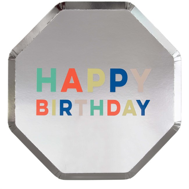 Meri Meri - Birthday Palette Plates - Doğum Günü Tabaklar - L - 8'li