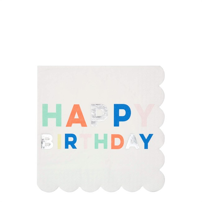 Meri Meri - Birthday Palette Napkins - Happy Birthday Peçeteler - L - 16'lı