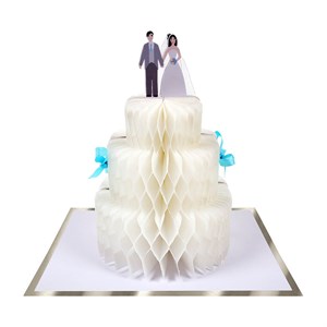 Meri Meri - Wedding Cake Honeycomb Card - Düğün Pastası Tebrik Kartı