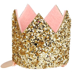Meri Meri - Mini Gold Glitter Crown Hair Clip - Mini Altın Simli Toka